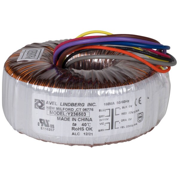 Main product image for Avel Y236503 160VA 22V+22V Toroidal Transformer 122-615